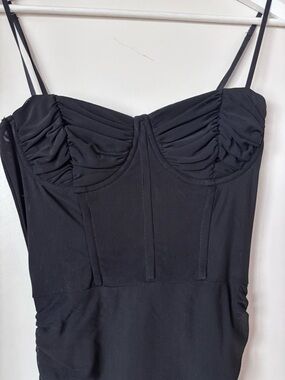 Black Ruched Bust Mini Slip Dress